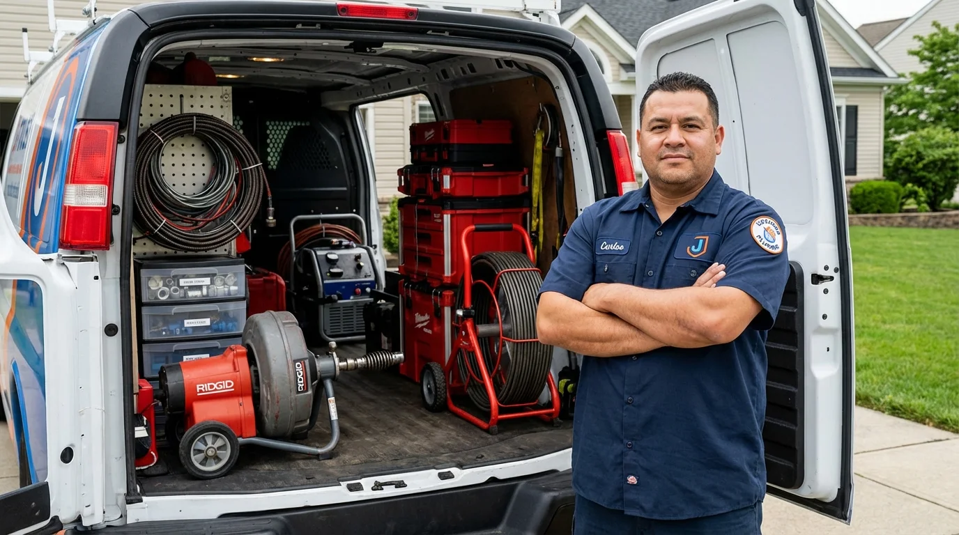 Professional drain cleaning equipment and Johns Plumbing LLC plumber in Newport