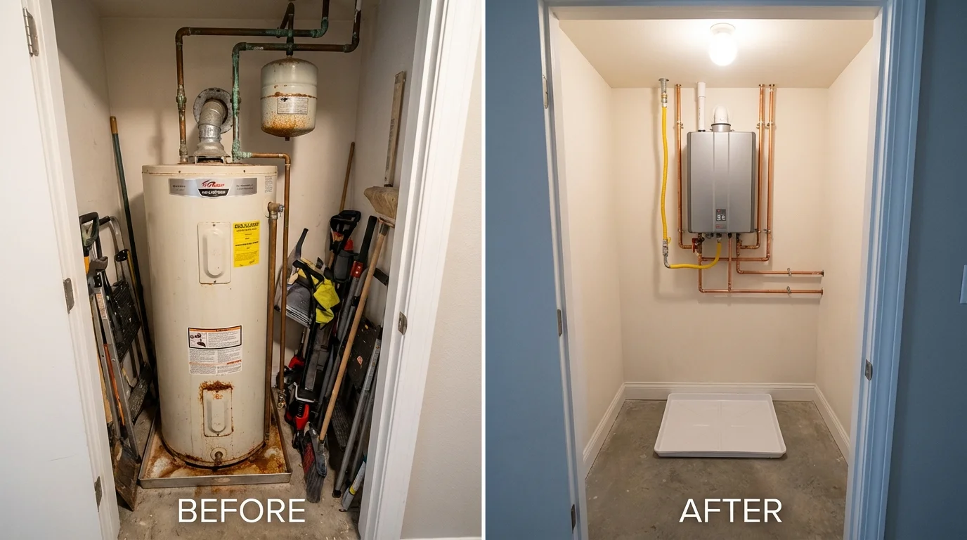Tank water heater versus wall-mounted tankless unit comparison for Newport, OR homeowners